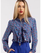 CAMISSI Camasa cu aplicatii cu volane si model - Rosu/Bleumarin