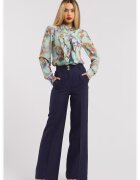 CAMISSI Pantaloni drepti cu talie inalta - Bleumarin