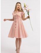 CAMISSI Rochie-camasa evazata din in - Roz pal