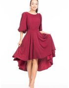 CAMISSI Rochie catifelata asimetrica cu maneci bufante
