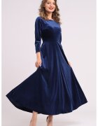 CAMISSI Rochie cu aspect de catifea si buzunare laterale - Albastru inchis