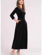 CAMISSI Rochie cu aspect de catifea si buzunare laterale - Negru
