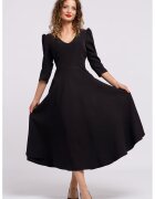 CAMISSI Rochie cu croiala in A si maneci bufante - Negru