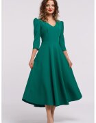 CAMISSI Rochie cu croiala in A si maneci bufante - Verde aquamarin