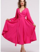 CAMISSI Rochie cu croiala petrecuta si decolteu in V - Fucsia