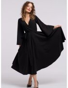 CAMISSI Rochie cu croiala petrecuta si decolteu in V - Negru