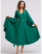 CAMISSI Rochie cu croiala petrecuta si decolteu in V - Verde padure