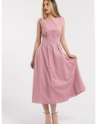 CAMISSI Rochie cu decolteu la baza gatului si buzunare laterale - Roz prafuit