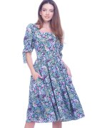 CAMISSI Rochie cu model floral si buzunare laterale - Galben/Roz/Albastru