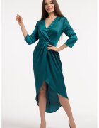 CAMISSI Rochie din satin cu decolteu in V - Verde persan
