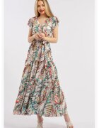 CAMISSI Rochie lunga cu decolteu in V - Multicolor