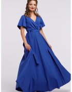 CAMISSI Rochie lunga evazata cu slit lateral la terminatie - Albastru royal