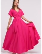 CAMISSI Rochie lunga evazata cu slit lateral la terminatie - Fucsia