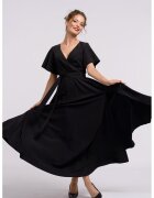 CAMISSI Rochie lunga evazata cu slit lateral la terminatie - Negru