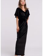 CAMISSI Rochie maxi catifelata cu decolteu in V - Negru