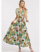 CAMISSI Rochie maxi cu croiala in A si model - Multicolor