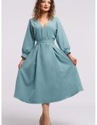 CAMISSI Rochie midi cu croiala in A si buzunare - Albastru petrol