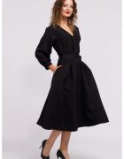 CAMISSI Rochie midi cu croiala in A si buzunare - Negru