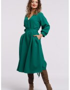 CAMISSI Rochie midi cu croiala in A si buzunare - Verde aquamarin