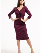 CAMISSI Rochie midi cu decolteu in V si slit pe spate - Violet tyrian