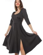 CAMISSI Rochie midi cu slit lateral - Negru