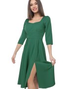 CAMISSI Rochie midi cu slit lateral - Verde