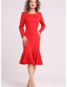 CAMISSI Rochie midi cu terminatie cu volane - Rosu