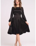 CAMISSI Rochie midi din matase cu croiala evazata - Negru
