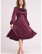 CAMISSI Rochie midi din matase cu croiala evazata - Visiniu
