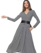 CAMISSI Rochie midi evazata - Alb/Negru stins