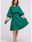 CAMISSI Rochie midi evazata cu cordon - Verde padure