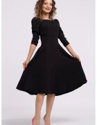 CAMISSI Rochie midi evazata cu fermoar - Negru