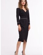 CAMISSI Rochie midi petrecuta cu decolteu in V - Negru