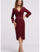 CAMISSI Rochie midi petrecuta cu decolteu in V - Rosu inchis