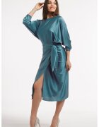 CAMISSI Rochie petrecuta cu slit pe partea din fata - Verde aquamarin