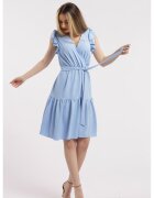 CAMISSI Rochie scurta cu decolteu in V - Albastru azur