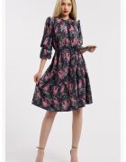 CAMISSI Rochie scurta cu model - Negru/Roz