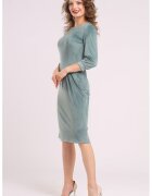 CAMISSI Rochie uni cu maneci lungi - Albastru prafuit