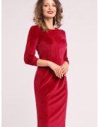 CAMISSI Rochie uni cu maneci lungi - Rosu