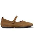 Camper Balerini de piele nabuc cu banda velcro Nina - Maro