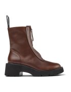 Camper Ghete din piele cu toc si fermoar frontal - Maro cognac