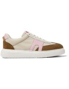 Camper Pantofi sport cu insertii din piele intoarsa Runner K21 - Maro scortisoara/Roz pastel/Bej deschis