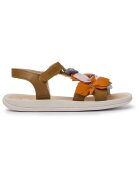 Camper Sandale de piele cu velcro si aplicatii cu frunze Bicho Twins 745 - Maro