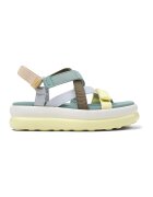 Camper Sandale flatform din material textil - Verde pal/Albastru deschis