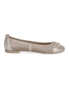 Caprice Balerini de piele cu perforatii - Maro taupe deschis