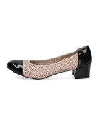 Caprice Pantofi din piele si piele ecologica cu toc masiv si design perforat - Negru/Bej