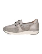 Caprice Pantofi loafer de piele si piele ecologica cu detalii perforate - Grej