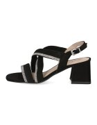 Caprice Sandale din piele intoarsa si material textil cu toc masiv - Negru