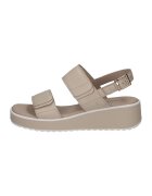 Caprice Sandale wedge de piele cu velcro - Maro taupe