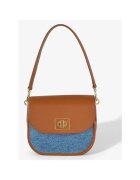 CARESTA Alice geanta din piele - Coniac/Albastru - 15x18x10